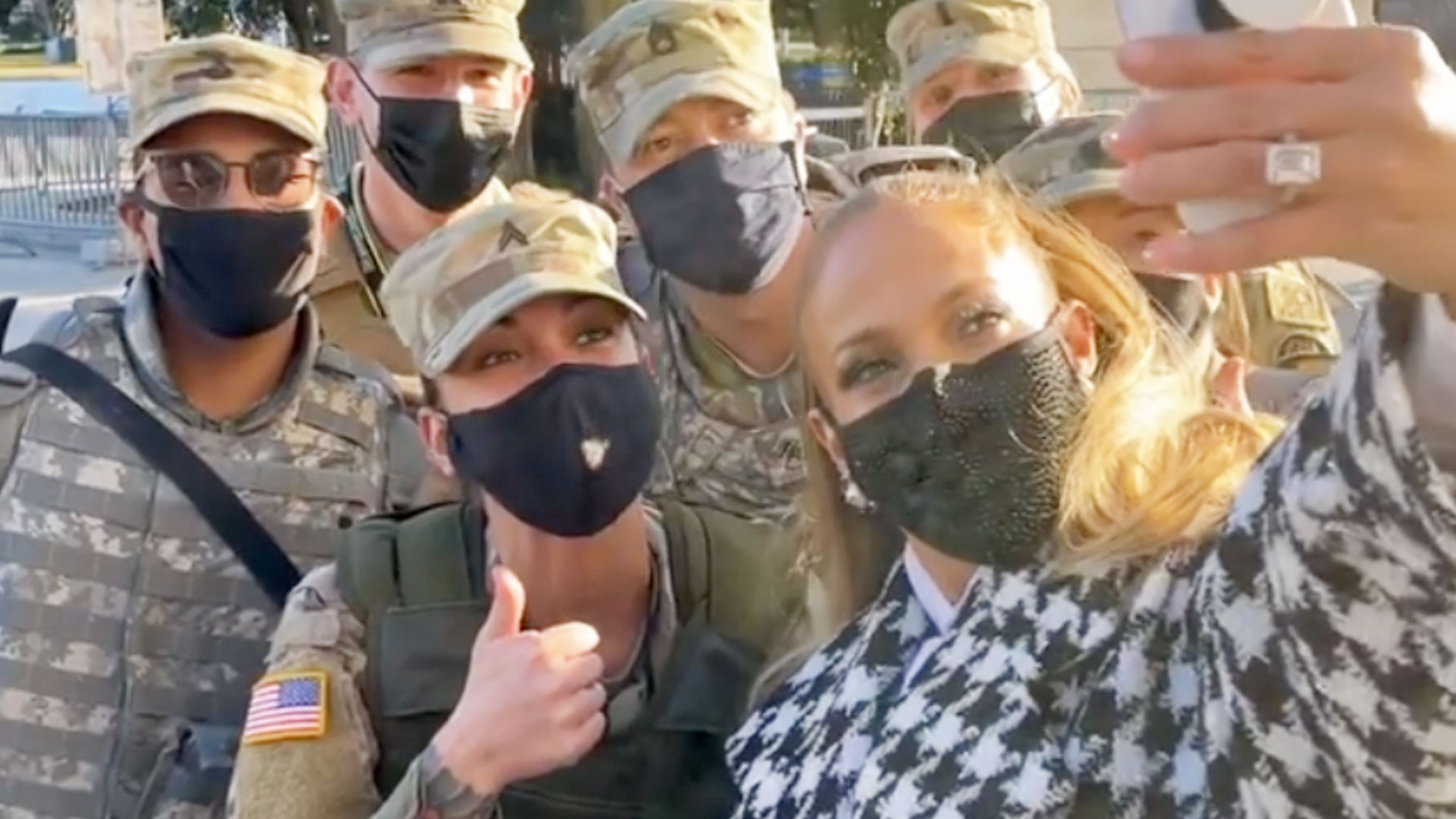 Jennifer Lopez Takes Selfie With National Guard Members Ahead Of Joe