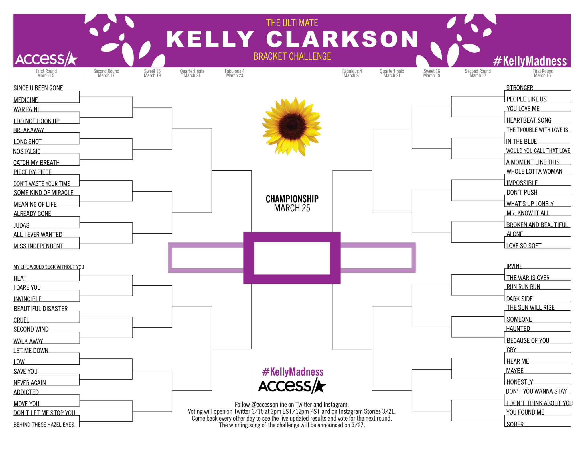 March Madness Just Got Sweeter With The Ultimate Kelly Clarkson Bracket