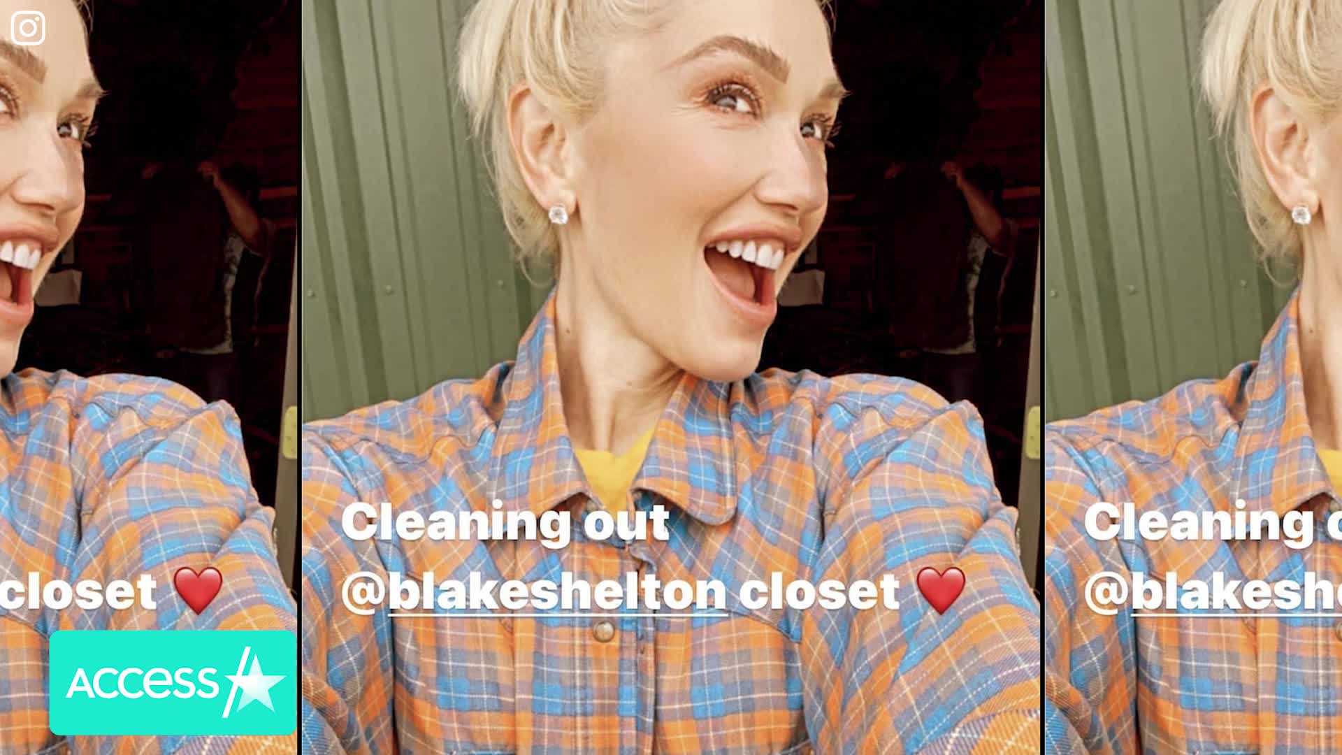 Gwen Stefani Tries On Blake Shelton's Clothes While Cleaning Out His
