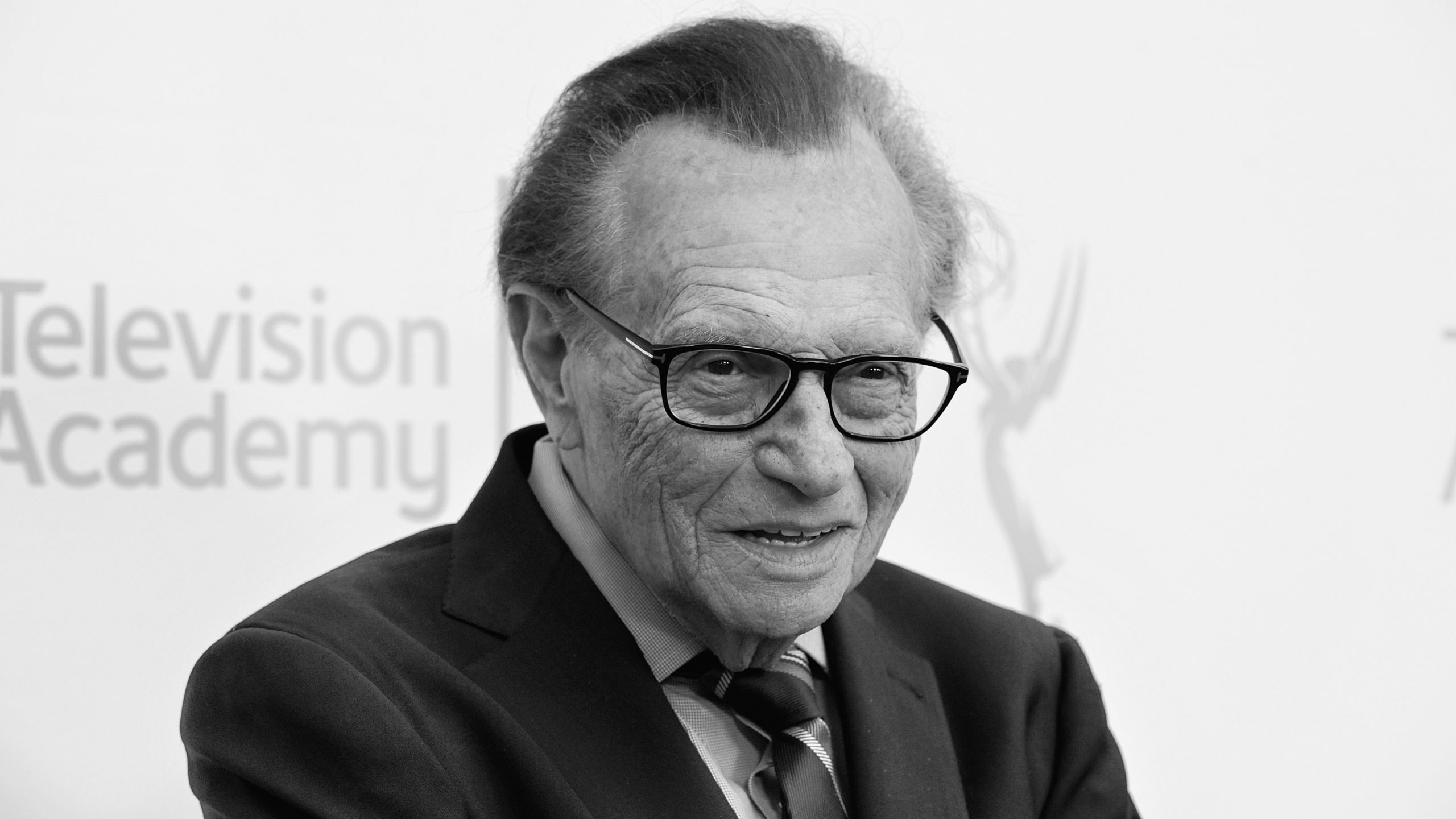 LOS ANGELES, CA - JULY 23: (EDITORS NOTE: Image converted to black and white) Talk show host Larry King attends the 68th Los Angeles Area Emmy Awards at Television Academy on July 23, 2016 in Los Angeles, California. (Photo by Michael Tullberg/Getty Images)