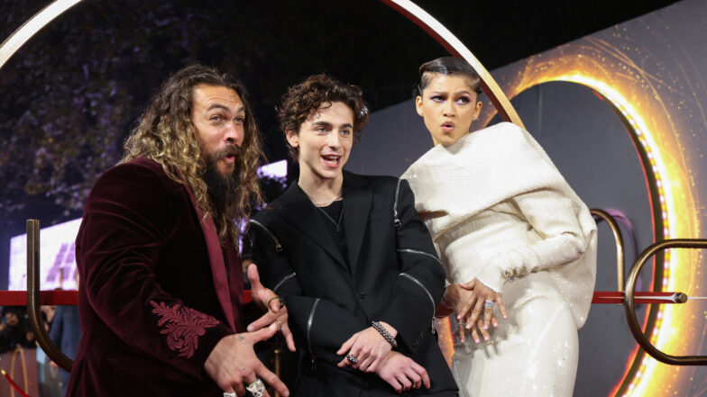 Zendaya, Timothee Chalamet & Jason Momoa Have Fun On 'Dune' Red Carpet