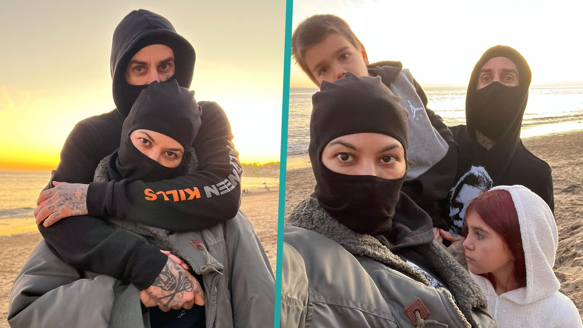 Kourtney Kardashian And Travis Barker Enjoy Beach Sunset With Penelope