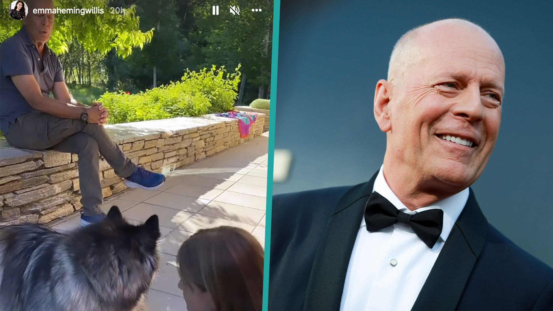 Bruce Willis Howls Alongside 8YearOld Daughter Evelyn & Their Husky(02)