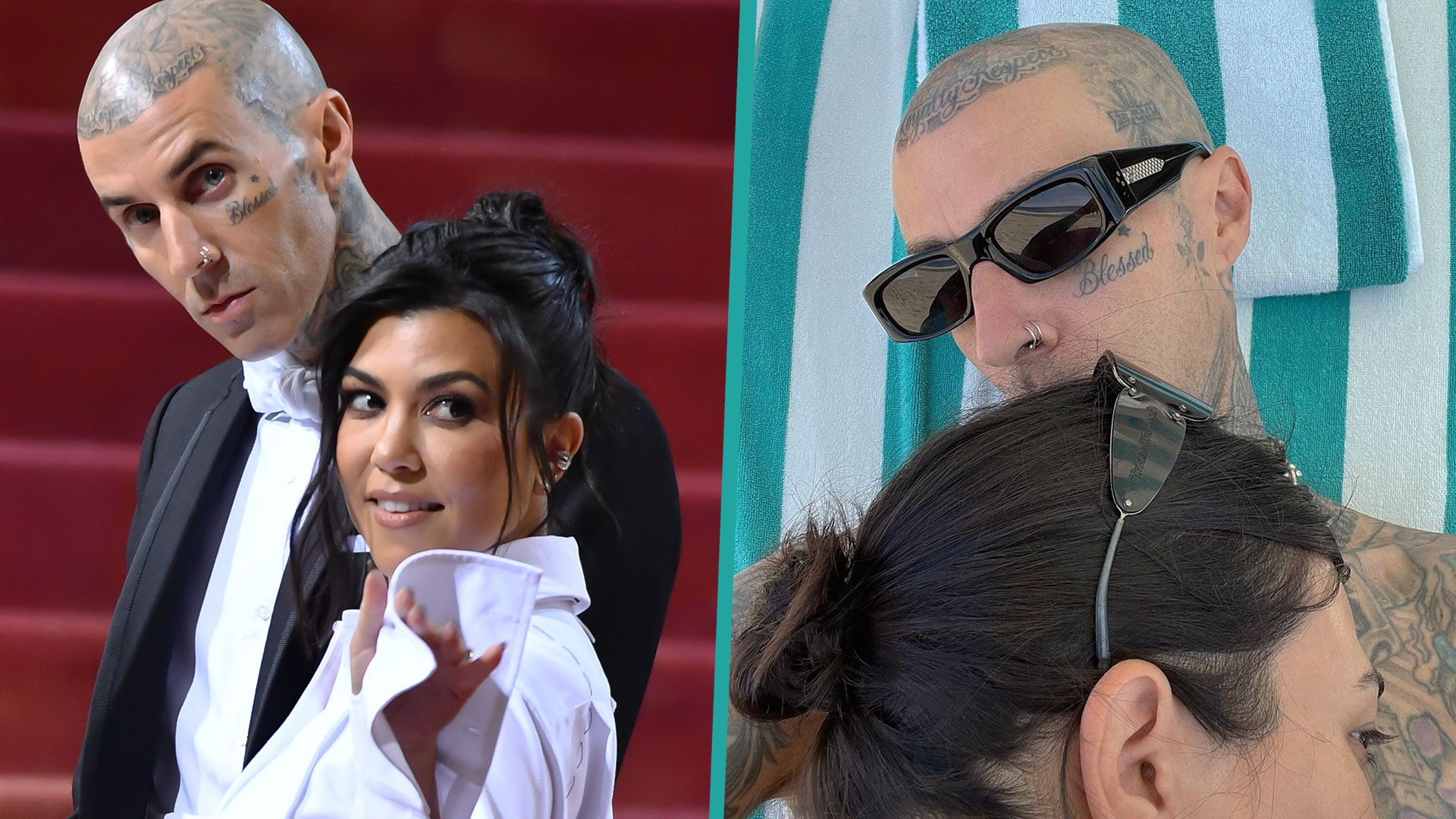 Kourtney Kardashian & Travis Barker Cuddle At The Beach In Romantic