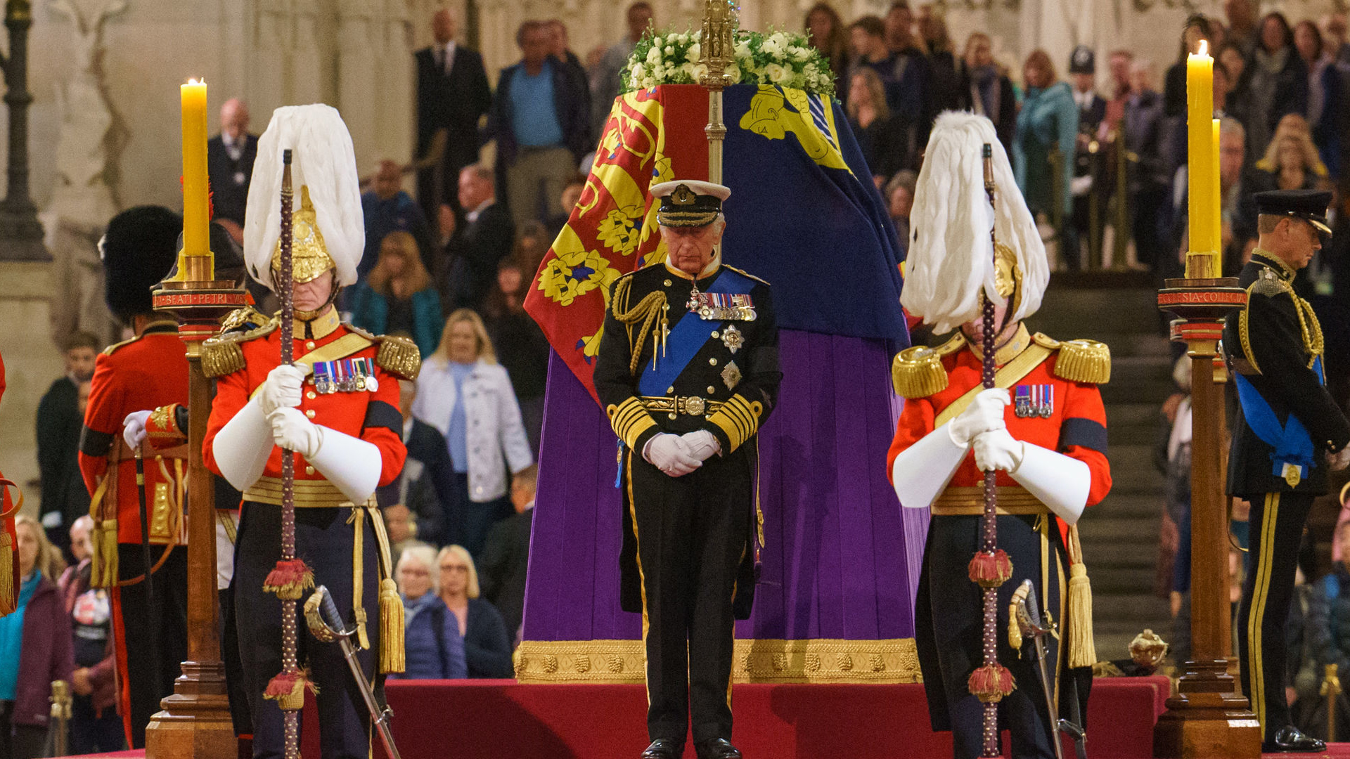 King Charles, Princess Anne, Prince Edward & Prince Andrew Hold Vigil