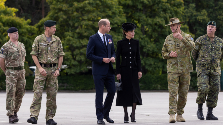 Kate Middleton & Prince William Meet With Troops Deployed For Queen's Funeral