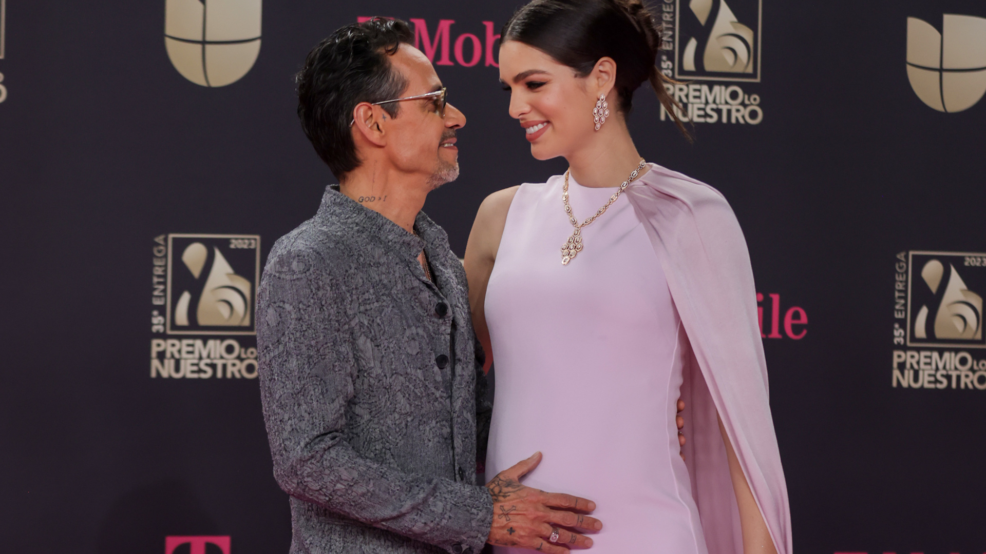 Marc Anthony Kisses Pregnant Wife Nadia Ferreira's Baby Bump At 2023