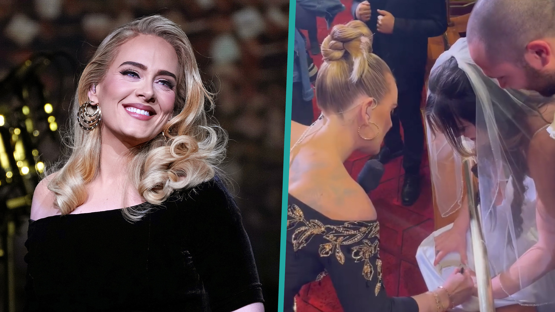 Watch Adele Sign A Bride’s Wedding Dress While Singing At Her Las Vegas(00)