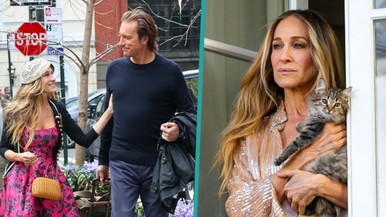 Sarah Jessica Parker Spotted Holding A Cat & Laughing With John Corbett On ‘And Just Like That’ Set