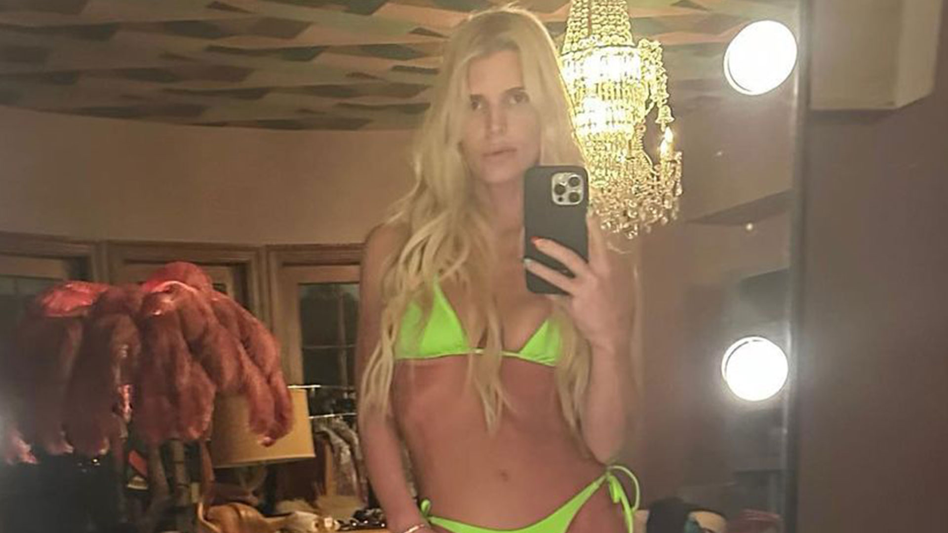 Jessica Simpson Wows In Neon Green Bikini From Kim Kardashian's SKIMS Line