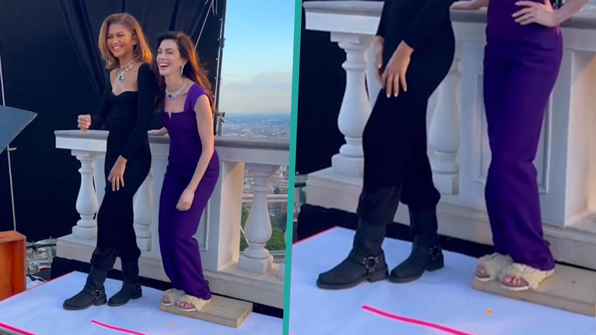 Zendaya & Anne Hathaway Wear Unexpected Footwear While Dancing In BTS