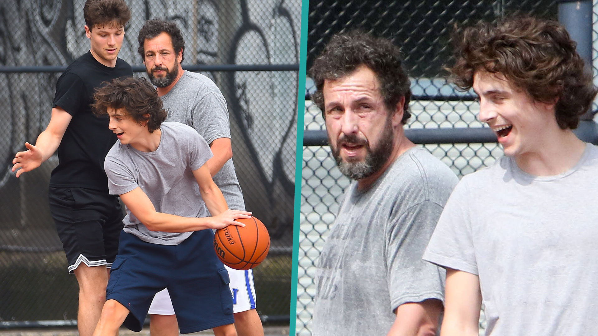 Timothée Chalamet & Adam Sandler Reunite For Fun PickUp Basketball