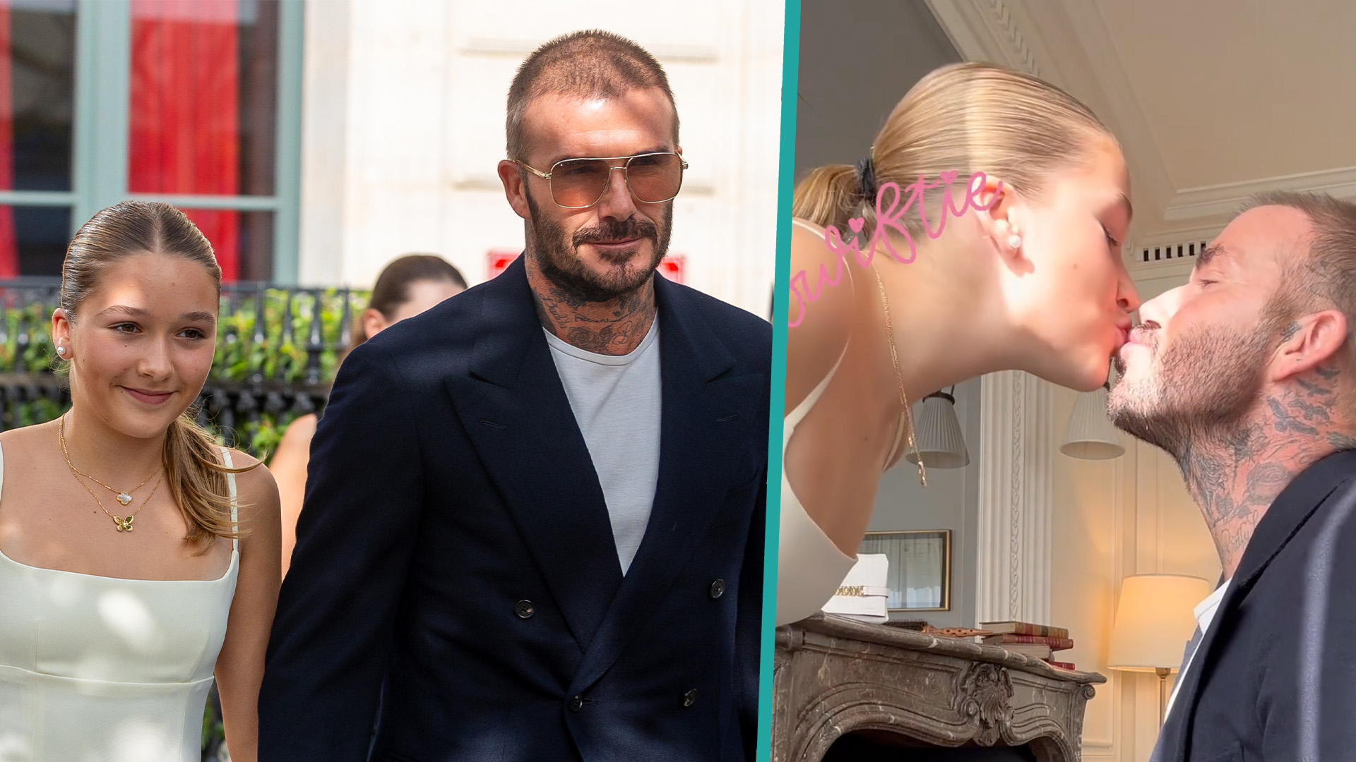 David Beckham Kisses Daughter Harper Beckham While In Paris Supporting ...