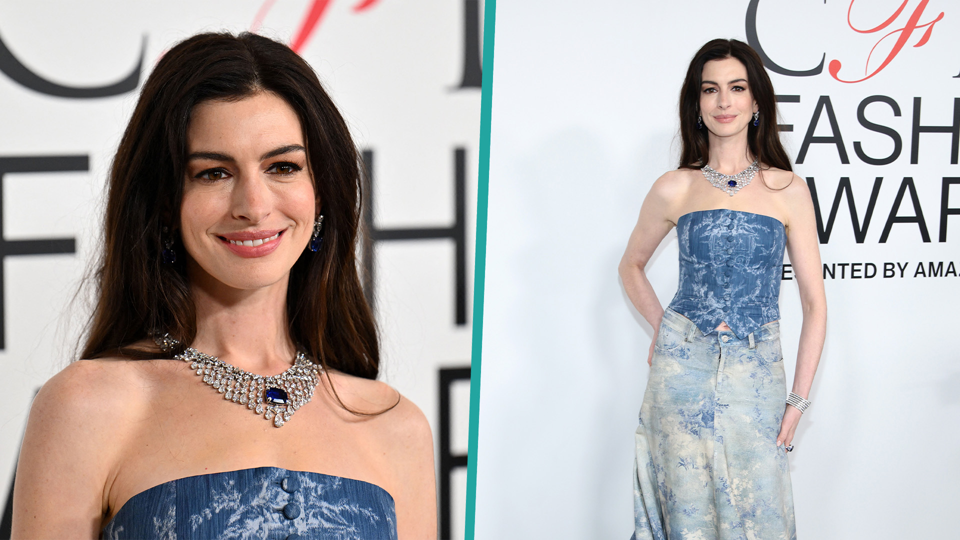 Anne Hathaway Dresses Up Denim with Diamonds at the CFDAs