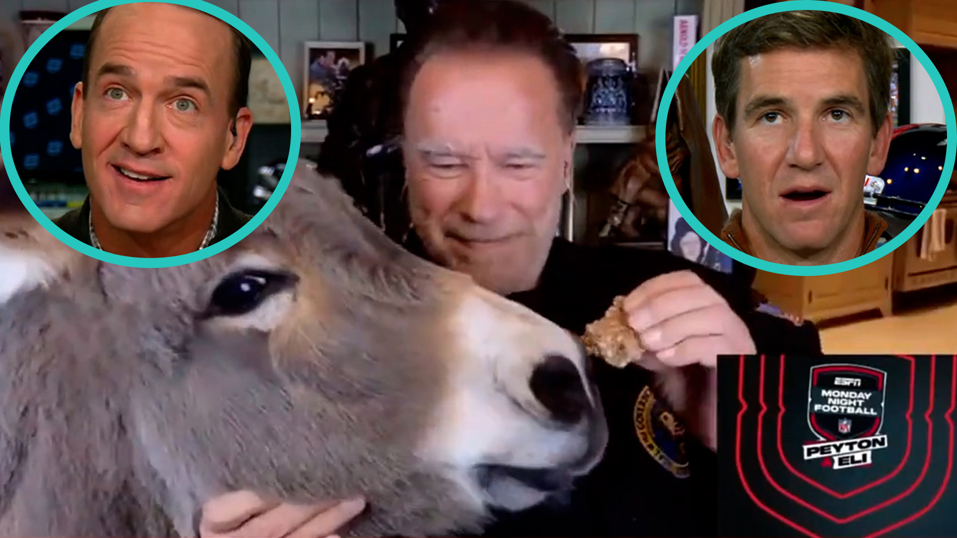 Arnold Schwarzenegger Stuns Peyton Manning & Eli Manning After Feeding