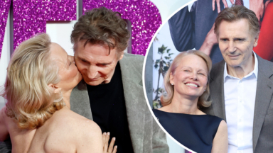 Pamela Anderson & Liam Neeson Playfully React To Dating Reports After Faux Makeout Session