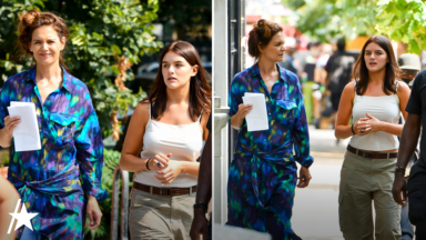 Katie Holmes Visited By Daughter Suri Cruise During Rare Outing On Set